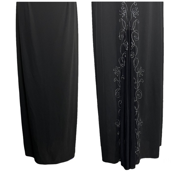 90s Y2K Black Mesh Back Evening Dress Gown Vintage Special Occasions - Picture 7 of 11